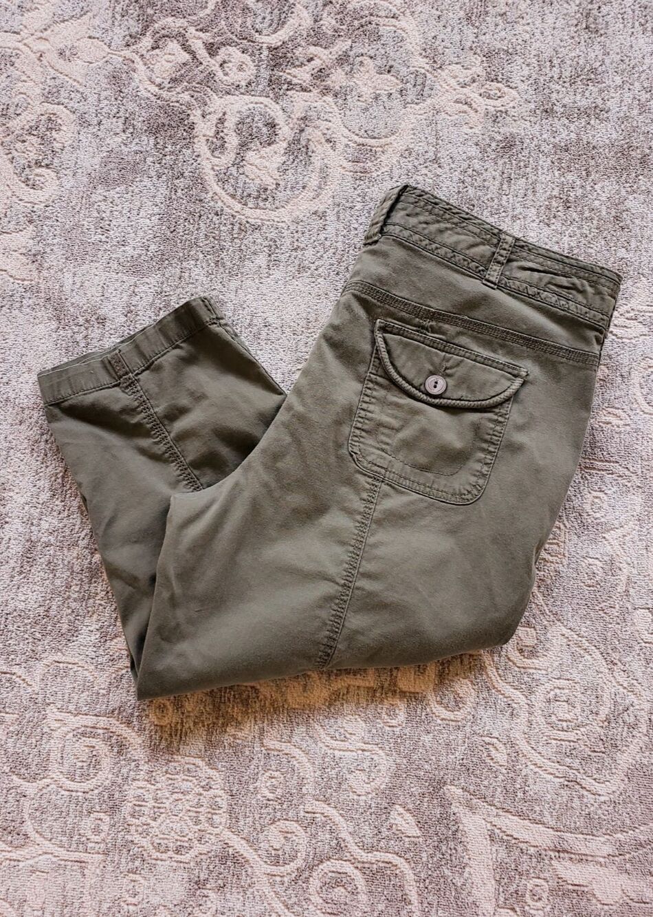 Vintage Y2K Style & Co Capri Cargo Pants Size 12 Army Green Grunge Streetwear